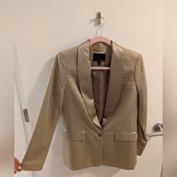 Banana Republic Gold Satin and Linen Blazer - Picture 2 of 7